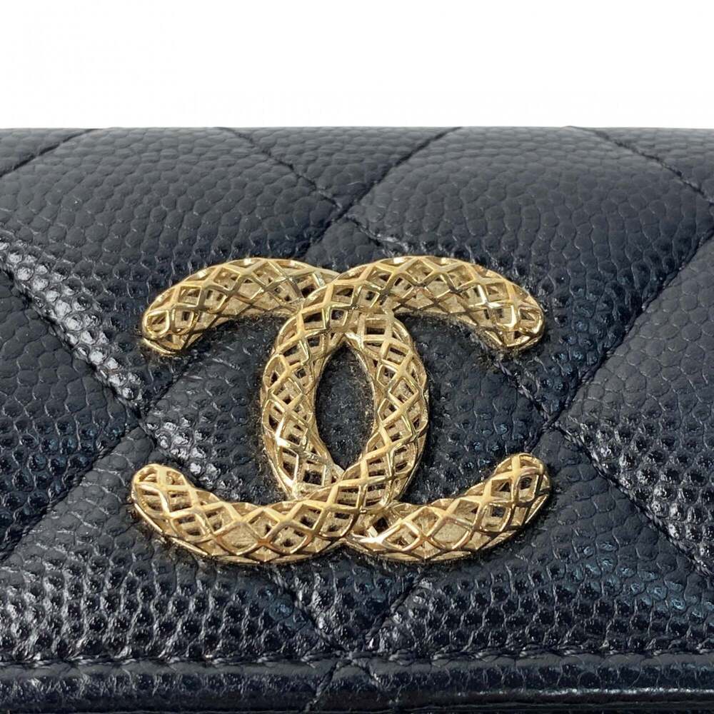 CHANEL Authentic Black Caviar Leather Logo Wallet - Picture 14 of 16